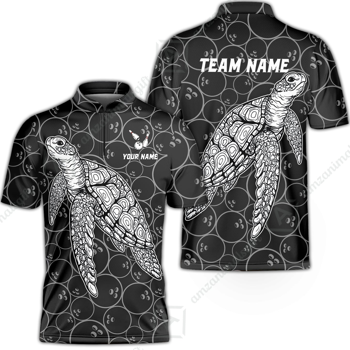 Customized Bowling Unisex Polo Shirt, Bowling Sea Turtle, Bowling Uniform - Personalized Name And Team Name