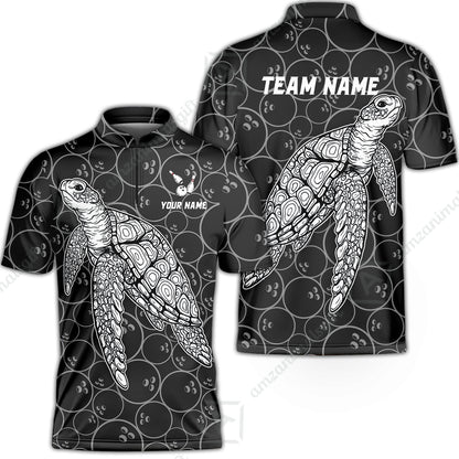 Customized Bowling Unisex Polo Shirt, Bowling Sea Turtle, Bowling Uniform - Personalized Name And Team Name