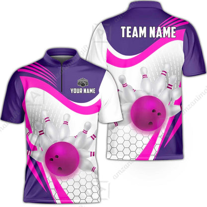 Custom Bowling Jersey Polo Shirt, Geometric Streamline & Fresh Mint, Custom Bowling Jersey Team Shirt For Players With Name & Team Name