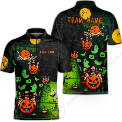Customized Halloween Neon Ghost Bowling Jersey, Custom Name And Team Name For Bowlers