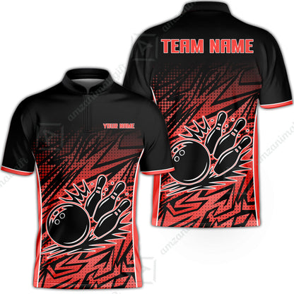 Customized Bowling Unisex Polo Shirt, Abstract Sameless Pattern Color Bowling Uniforms, Personalized Name And Team Name
