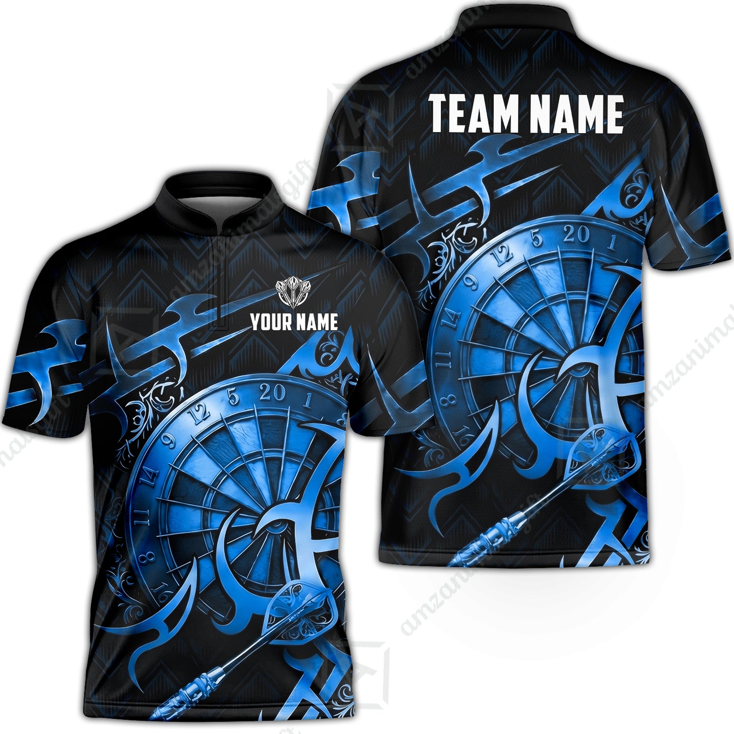 Custom Darts Jersey Polo Shirt, Tribal Darts & Mechanical Inferno, Custom Dart Jersey Team Shirt For Players With Name & Team Name