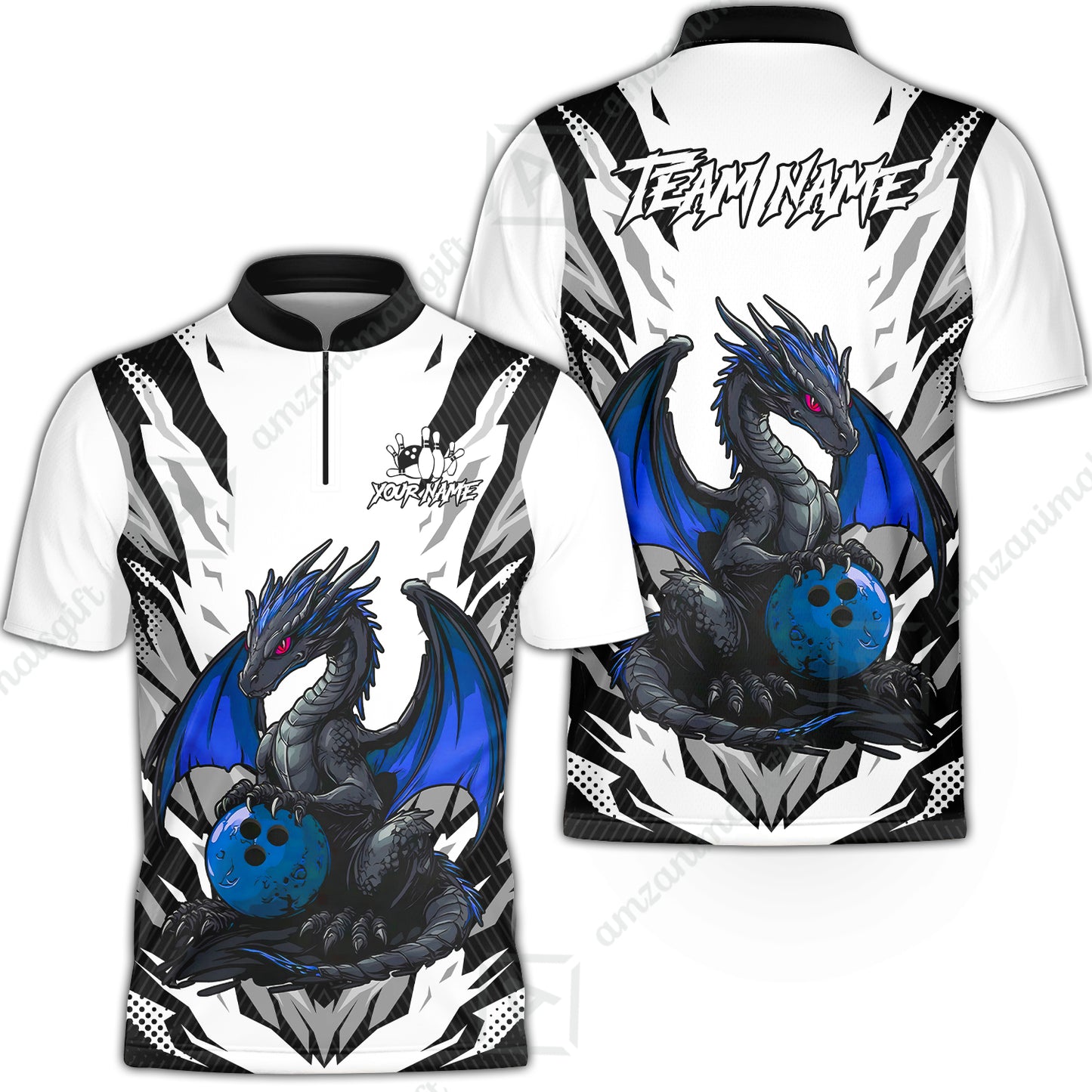 Custom Bowling Jersey Polo Shirt, Dragon Lover Custom Bowling Jersey Team Shirt For Players With Name & Team Name