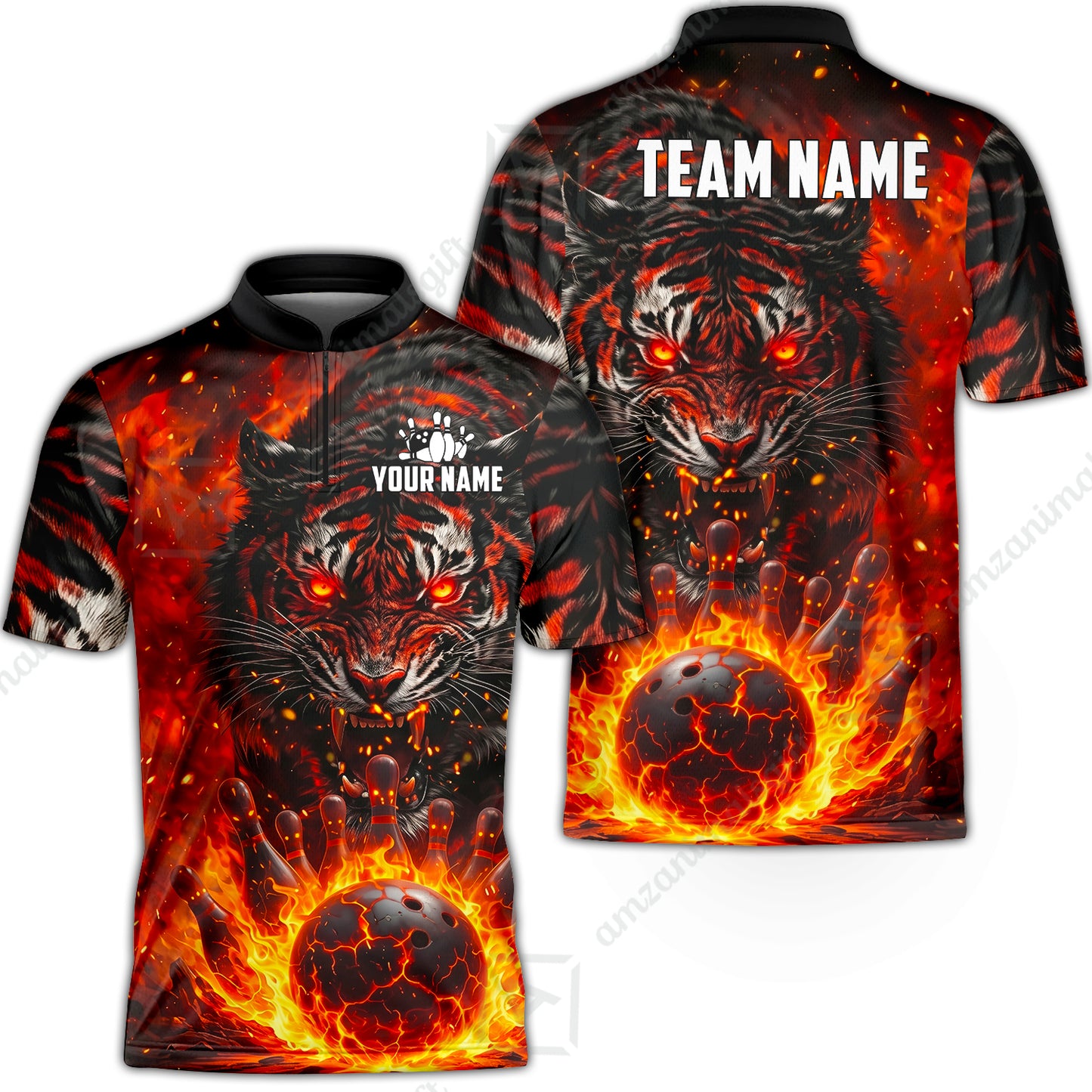 Custom Bowling Jersey Polo Shirt, Cursed Phantom Tiger, Custom Bowling Jersey Team Shirt For Players With Name & Team Name