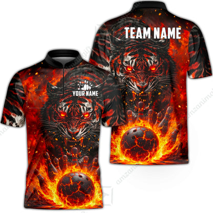 Custom Bowling Jersey Polo Shirt, Cursed Phantom Tiger, Custom Bowling Jersey Team Shirt For Players With Name & Team Name