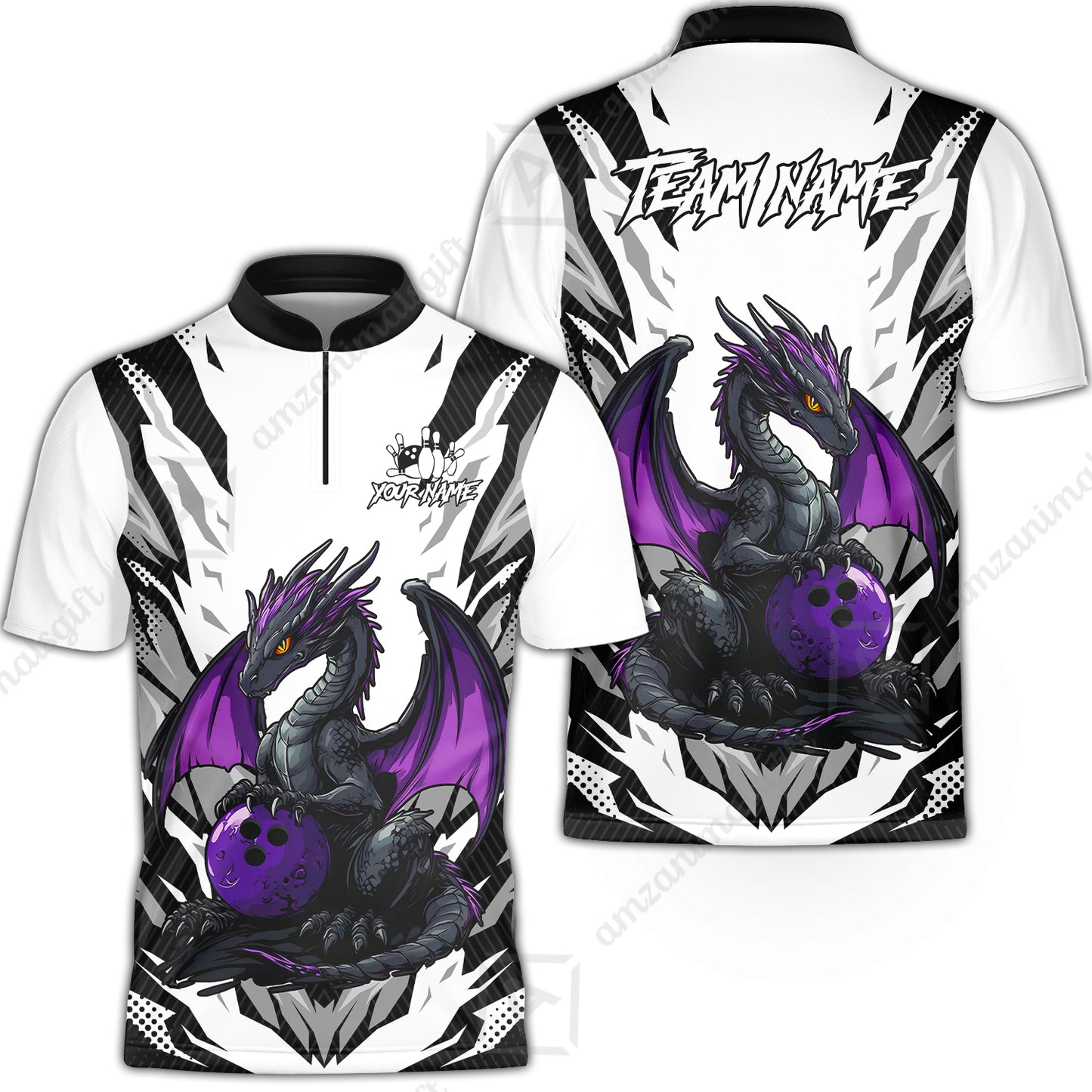 Custom Bowling Jersey Polo Shirt, Dragon Lover Custom Bowling Jersey Team Shirt For Players With Name & Team Name