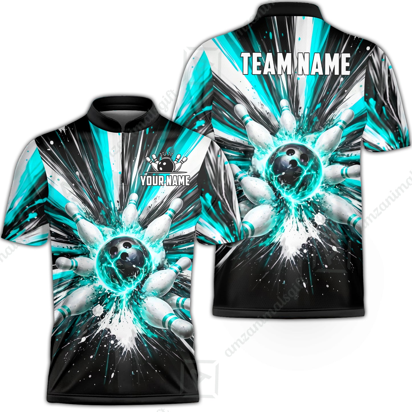 Custom Bowling Jersey Polo Shirt, Electric Burst Explosion, Custom Bowling Jersey Team Shirt For Players With Name and Team Name