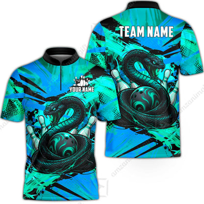 Custom Bowling Jersey Polo Shirt, Viper Venom Strike & Cyberpunk Splash, Custom Bowling Jersey Team Shirt For Players With Name & Team Name
