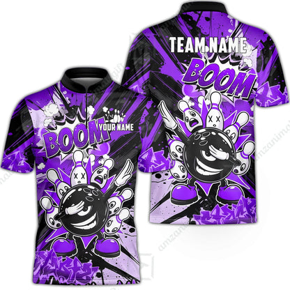 Custom Bowling Jersey Polo Shirt, Dabbing Cartoon Monster, Custom Bowling Jersey Team Shirt For Players With Name & Team Name