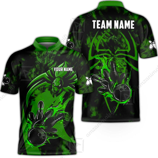 Custom Bowling Jersey Polo Shirt, Neon Venom Spider Monster, Custom Bowling Jersey Team Shirt For Players With Name and Team Name