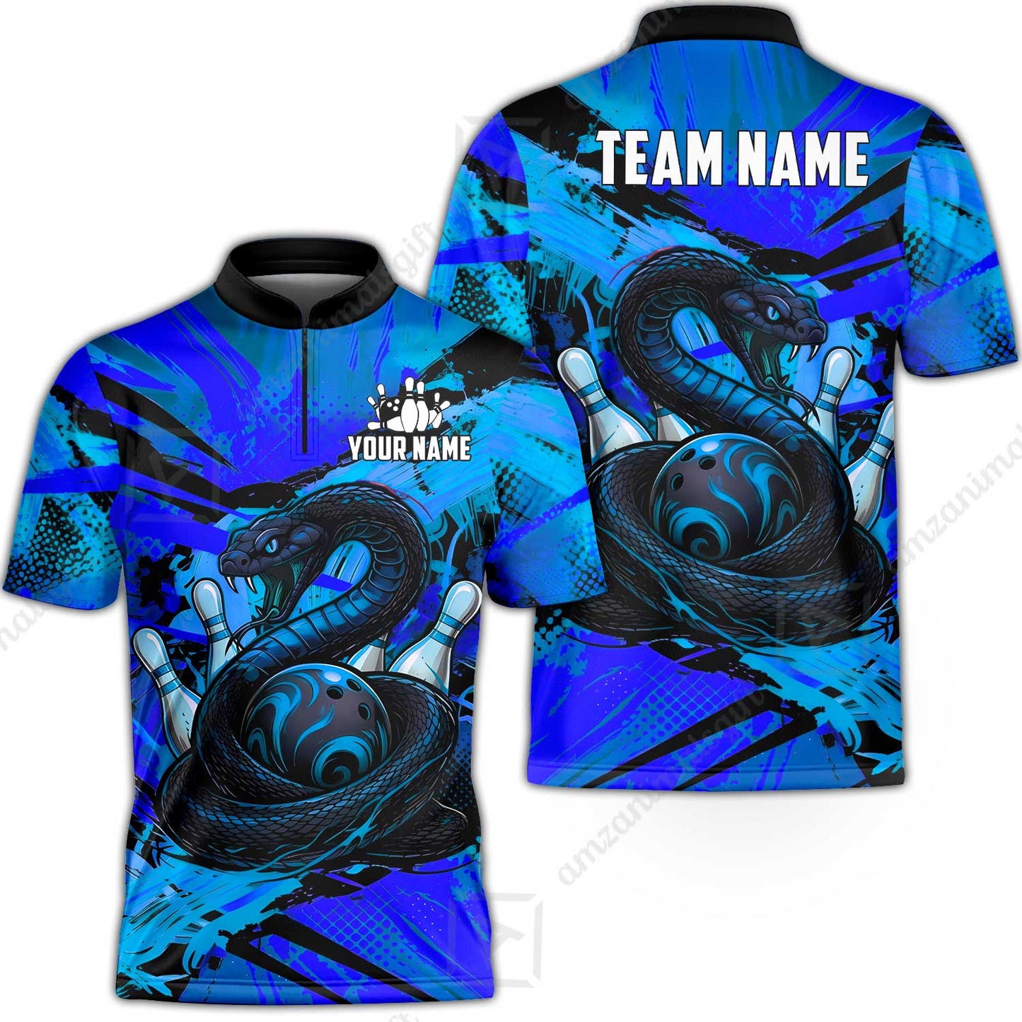 Custom Bowling Jersey Polo Shirt, Viper Venom Strike & Cyberpunk Splash, Custom Bowling Jersey Team Shirt For Players With Name & Team Name