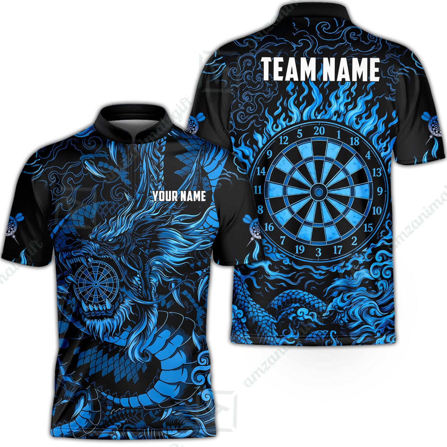Custom Darts Jersey Polo Shirt, Dragon's Bullseye Darts, Custom Dart Jersey Team Shirt For Players With Name & Team Name