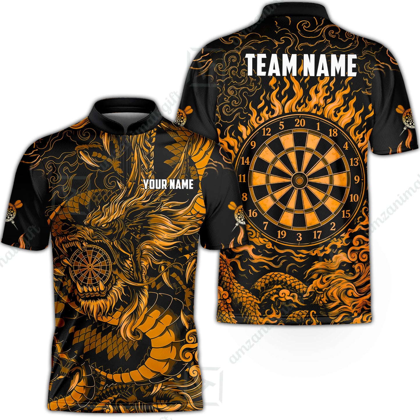Custom Darts Jersey Polo Shirt, Dragon's Bullseye Darts, Custom Dart Jersey Team Shirt For Players With Name & Team Name