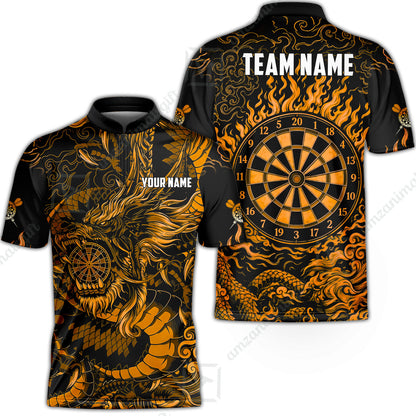 Custom Darts Jersey Polo Shirt, Dragon's Bullseye Darts, Custom Dart Jersey Team Shirt For Players With Name & Team Name