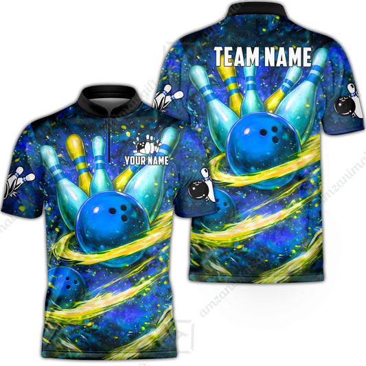 Custom Bowling Jersey Polo Shirt, Cosmic Electric Bowling, Custom Bowling Jersey Team Shirt For Players With Name & Team Name
