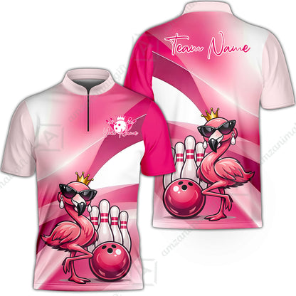 Custom Women Jersey Shirt, Pink Diva Flamingo Bowling, Custom Bowling Jersey Team Shirt For Players With Name & Team Name