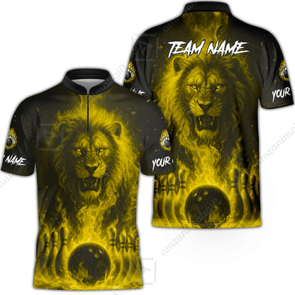 Custom Bowling Jersey Polo Shirt, Bowling Lion Of The Savannah, Custom Bowling Jersey Team Shirt For Players With Name & Team Name