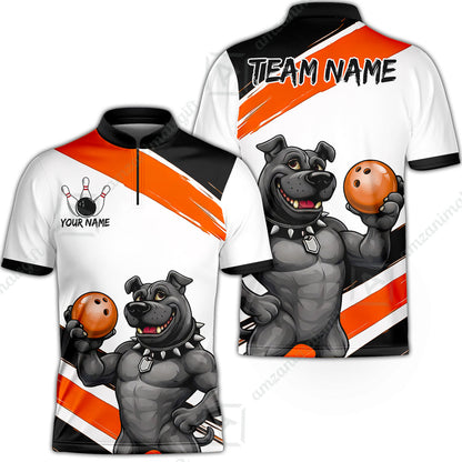 Custom Bowling Jersey Polo Shirt, Badass Dog Bowling Custom Bowling Jersey Team Shirt For Players With Name & Team Name