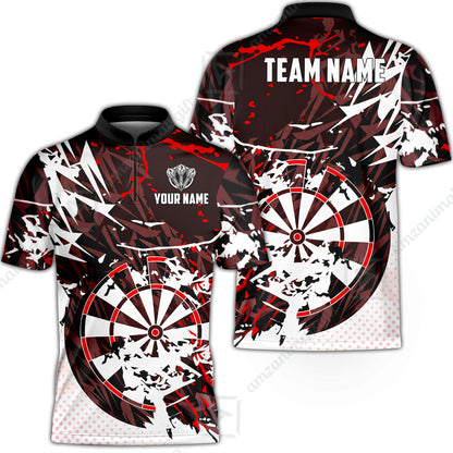 Customized Abstract Crimson Geometric Shard Darts Jersey, Personalized Name And Team Name For Dart Players