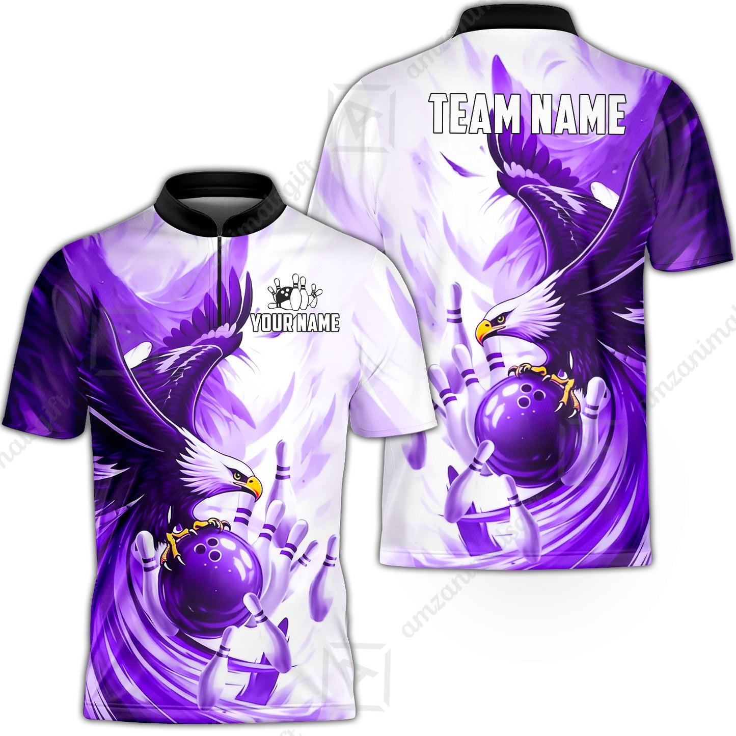 Custom Bowling Jersey Polo Shirt, Soaring Eagle, Custom Bowling Jersey Team Shirt For Players With Name & Team Name