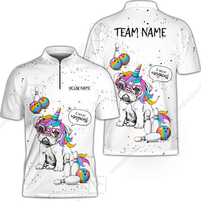 Custom Bowling Jersey Polo Shirt, Pug Bowling I Am So Magical, Custom Bowling Jersey Team Shirt For Players With Name and Team Name