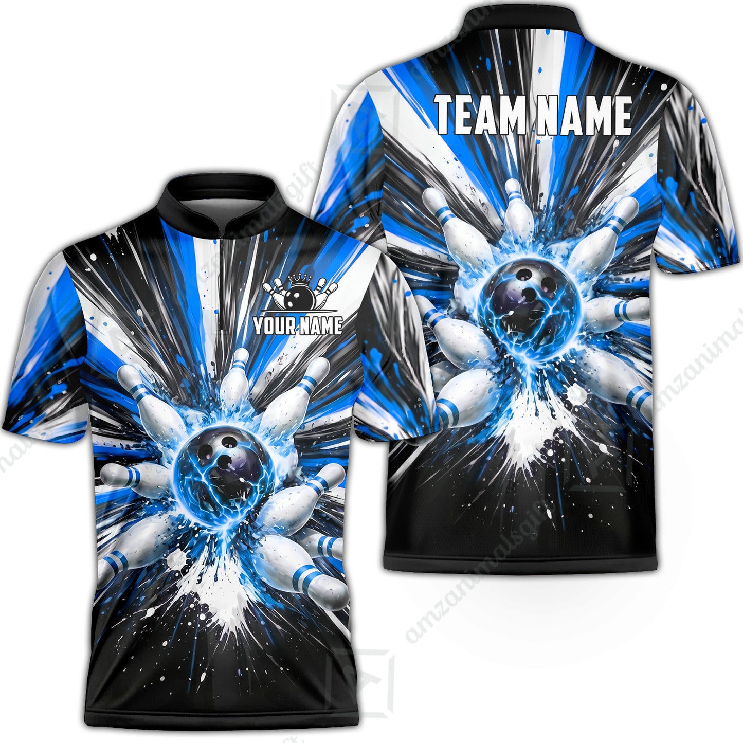 Custom Bowling Jersey Polo Shirt, Electric Burst Explosion, Custom Bowling Jersey Team Shirt For Players With Name and Team Name