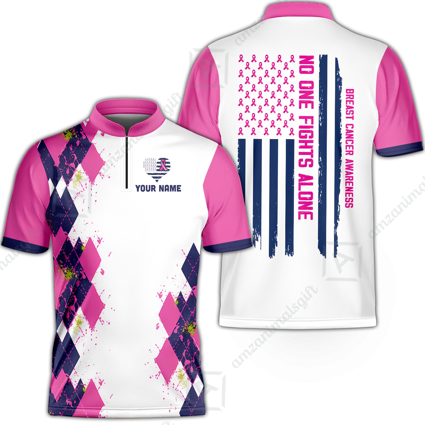 Custom Bowling Jersey Polo Shirt, No One Fights Alone, Personalized Name And Team Name