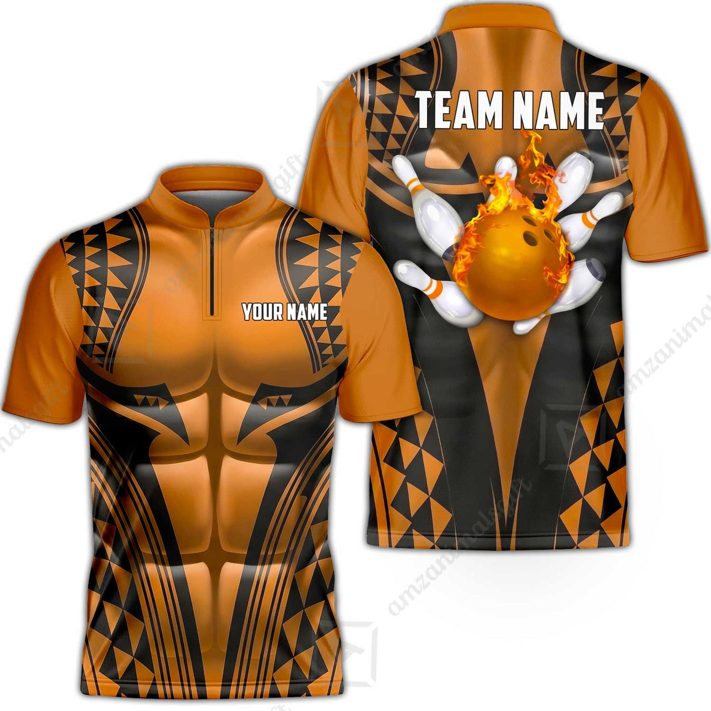 Custom Bowling Jersey Polo Shirt, Polynesian Strike, Custom Bowling Jersey Team Shirt For Players With Name & Team Name