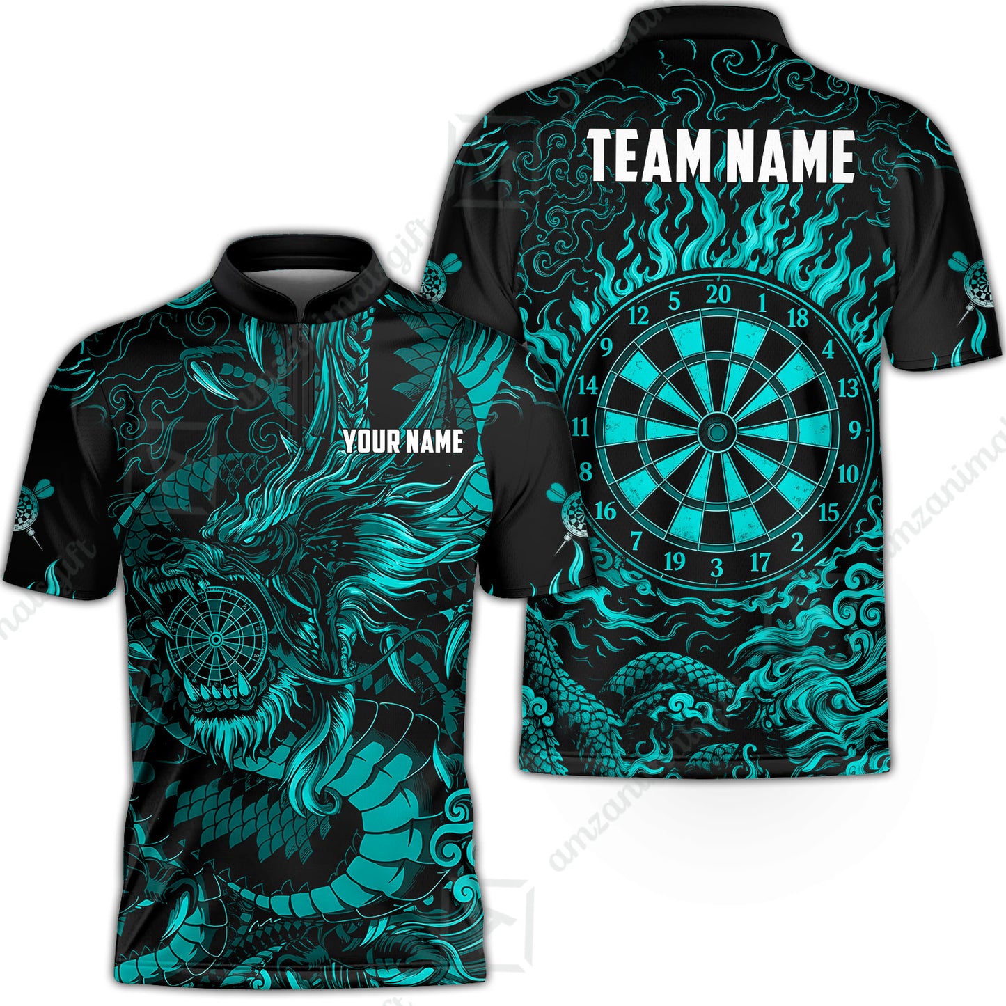 Custom Darts Jersey Polo Shirt, Dragon's Bullseye Darts, Custom Dart Jersey Team Shirt For Players With Name & Team Name