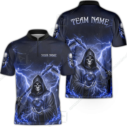 Custom Bowling Jersey Polo Shirt, Multiple Colors Death, Custom Bowling Jersey Team Shirt For Players With Name & Team Name