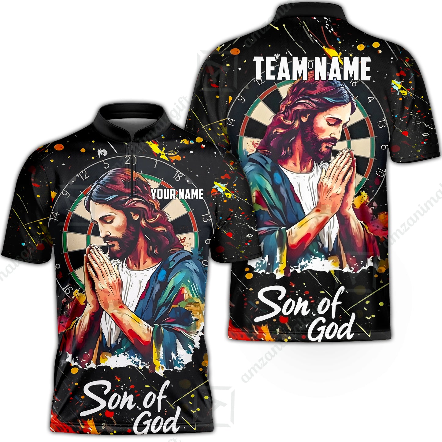 Custom Darts Team Jersey, Personalized Jesus Darts Polo Shirt For Players With Name & Team Name