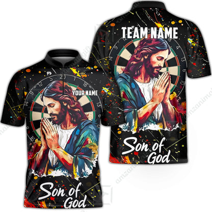 Custom Darts Team Jersey, Personalized Jesus Darts Polo Shirt For Players With Name & Team Name
