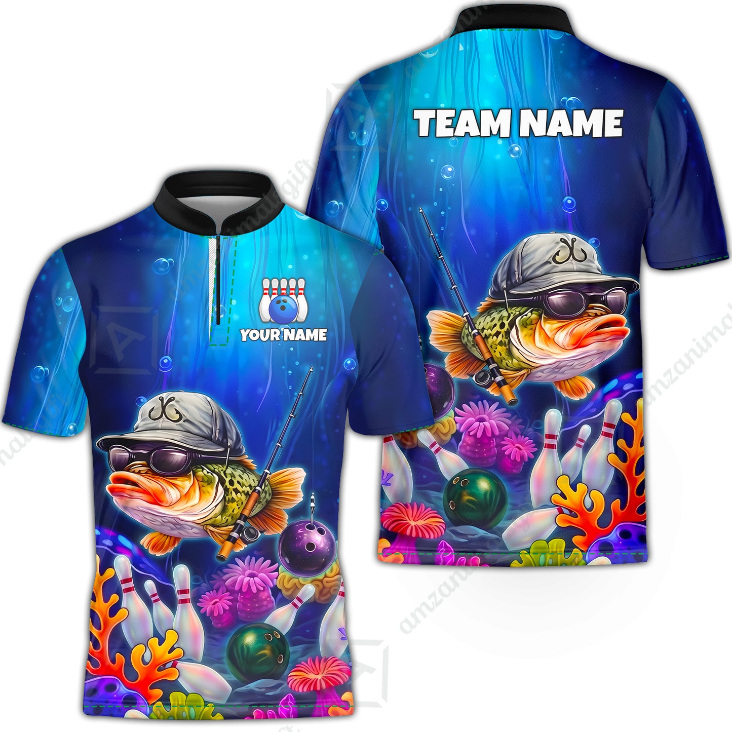 Customized Bowling Fish Bowling Jersey, Custom Name And Team Name For Bowlers