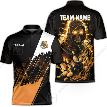 Custom Bowling Jersey Polo Shirt, Glow Reaper Bowling Custom Bowling Jersey Team Shirt For Players With Name & Team Name