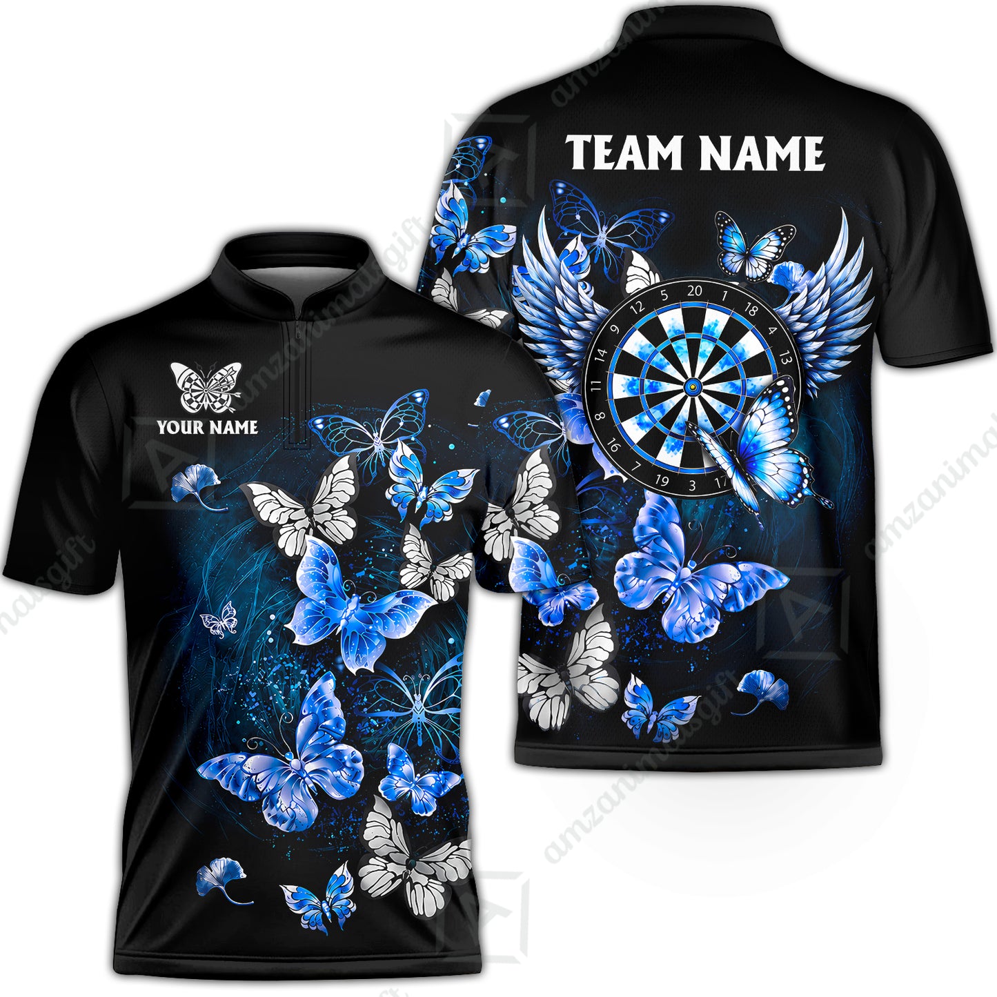 Custom Dart Jersey Team Shirt For Players, Dreamy Nebula & Angelic Butterflies, Personalize Name and Team Name
