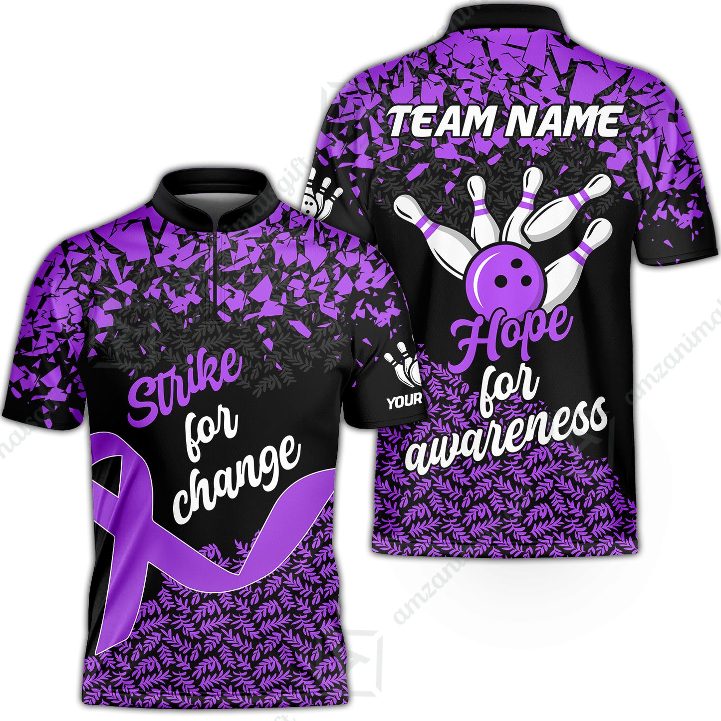 Custom Bowling Jersey Uniform Shirt, Bowling Strike For Change Team Shirt For Players With Name & Team Name