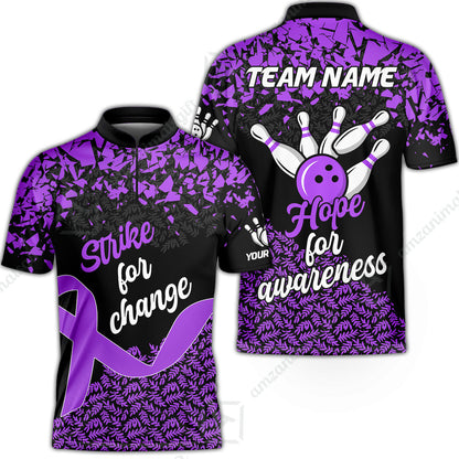 Custom Bowling Jersey Uniform Shirt, Bowling Strike For Change Team Shirt For Players With Name & Team Name