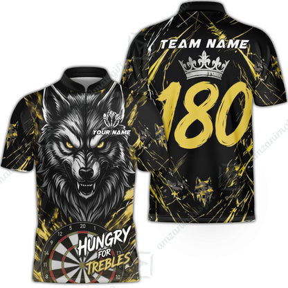 Custom Darts Jersey Polo Shirt, Wolf 180, Custom Dart Jersey Team Shirt For Players With Name & Team Name