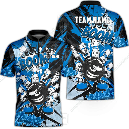 Custom Bowling Jersey Polo Shirt, Dabbing Cartoon Monster, Custom Bowling Jersey Team Shirt For Players With Name & Team Name