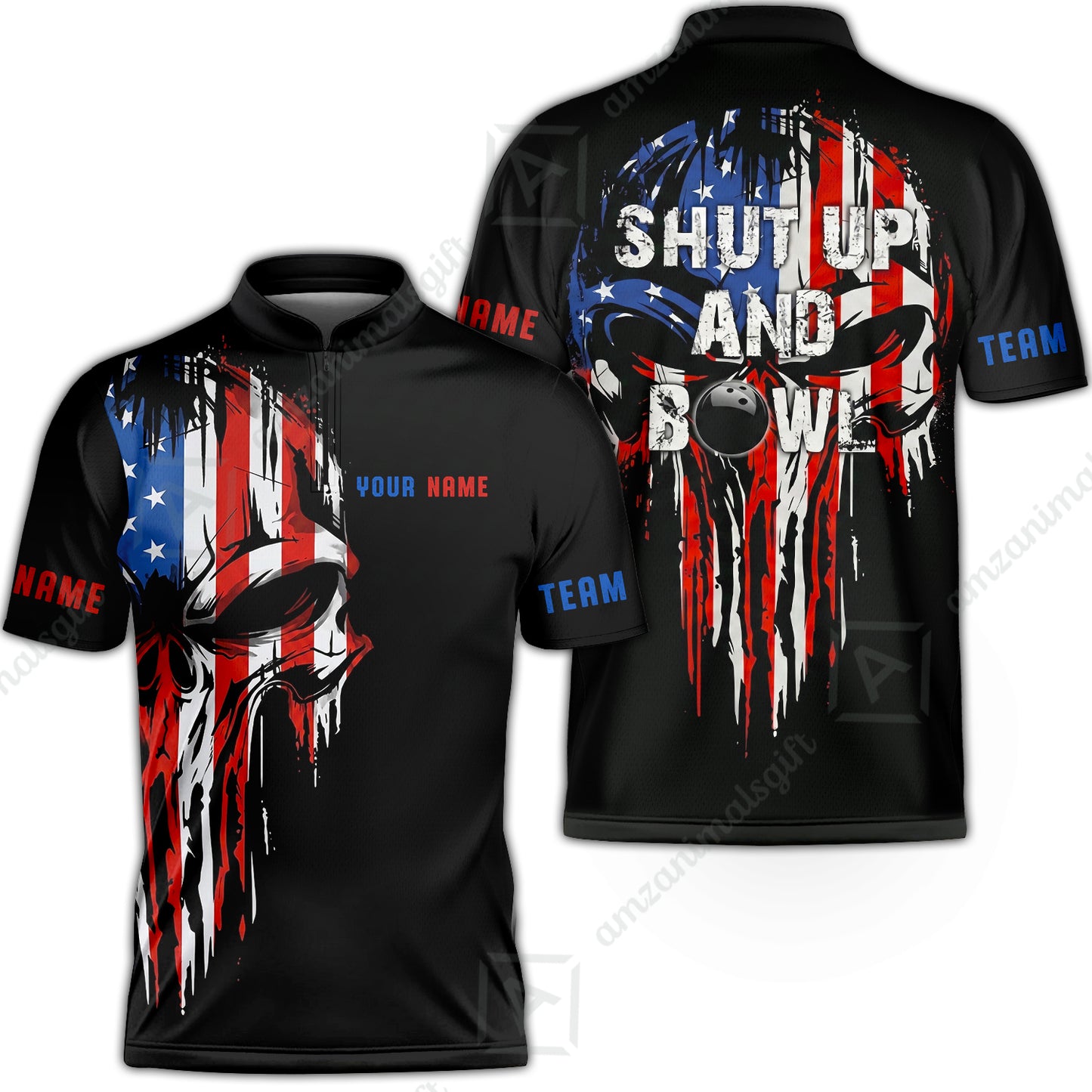 Custom Bowling Jersey Polo Shirt,  Skull Bowling, Custom Bowling Jersey Team Shirt For Players With Name and Team Name
