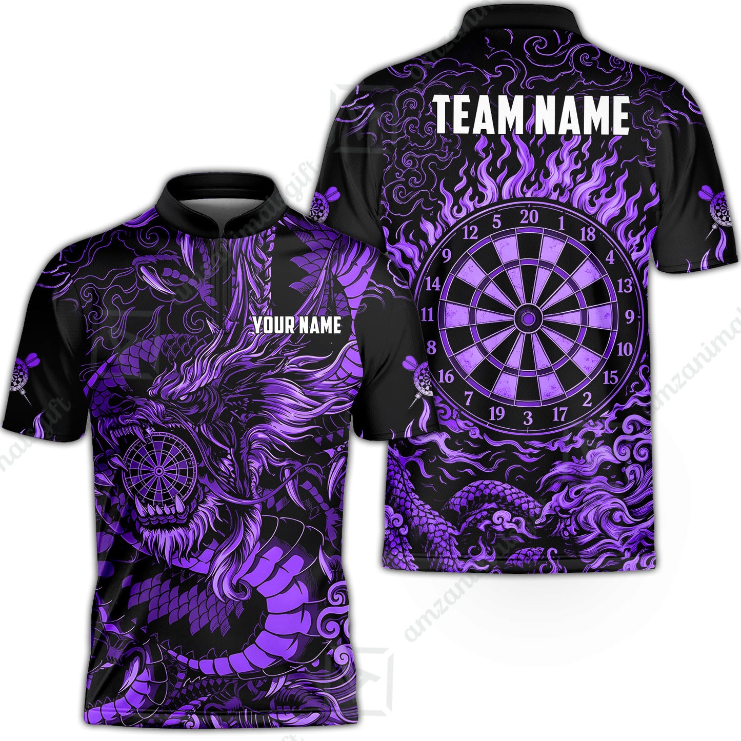 Custom Darts Jersey Polo Shirt, Dragon's Bullseye Darts, Custom Dart Jersey Team Shirt For Players With Name & Team Name
