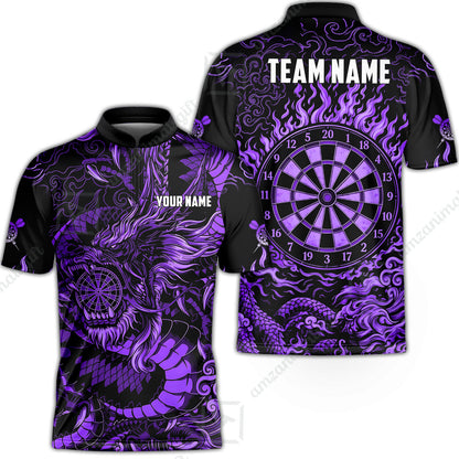 Custom Darts Jersey Polo Shirt, Dragon's Bullseye Darts, Custom Dart Jersey Team Shirt For Players With Name & Team Name