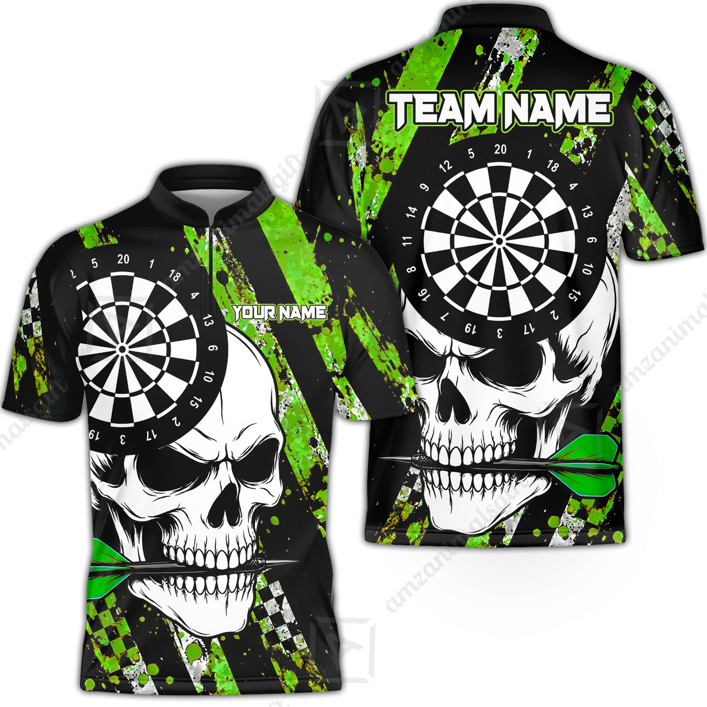 Custom Darts Jersey Polo Shirt, Skull Bites Dart, Custom Dart Jersey Team Shirt For Players With Name & Team Name
