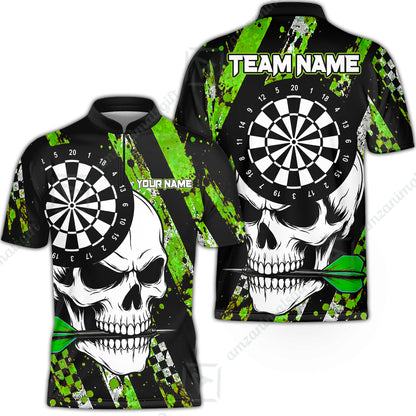 Custom Darts Jersey Polo Shirt, Skull Bites Dart, Custom Dart Jersey Team Shirt For Players With Name & Team Name