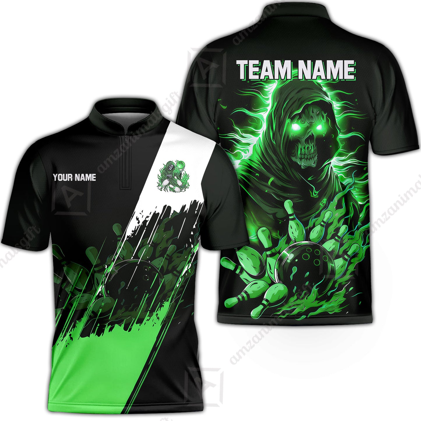 Custom Bowling Jersey Polo Shirt, Glow Reaper Bowling Custom Bowling Jersey Team Shirt For Players With Name & Team Name