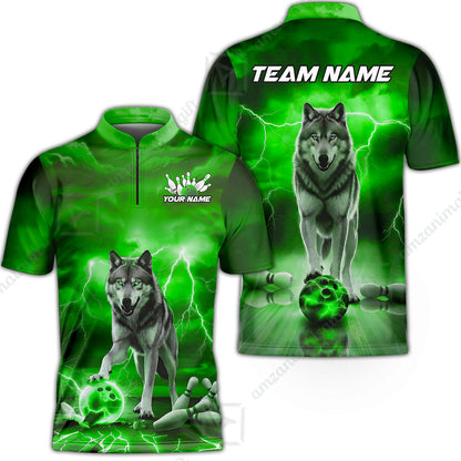 Custom Bowling Jersey Polo Shirt, Electric Wolf Bowling Custom Bowling Jersey Team Shirt For Players With Name & Team Name