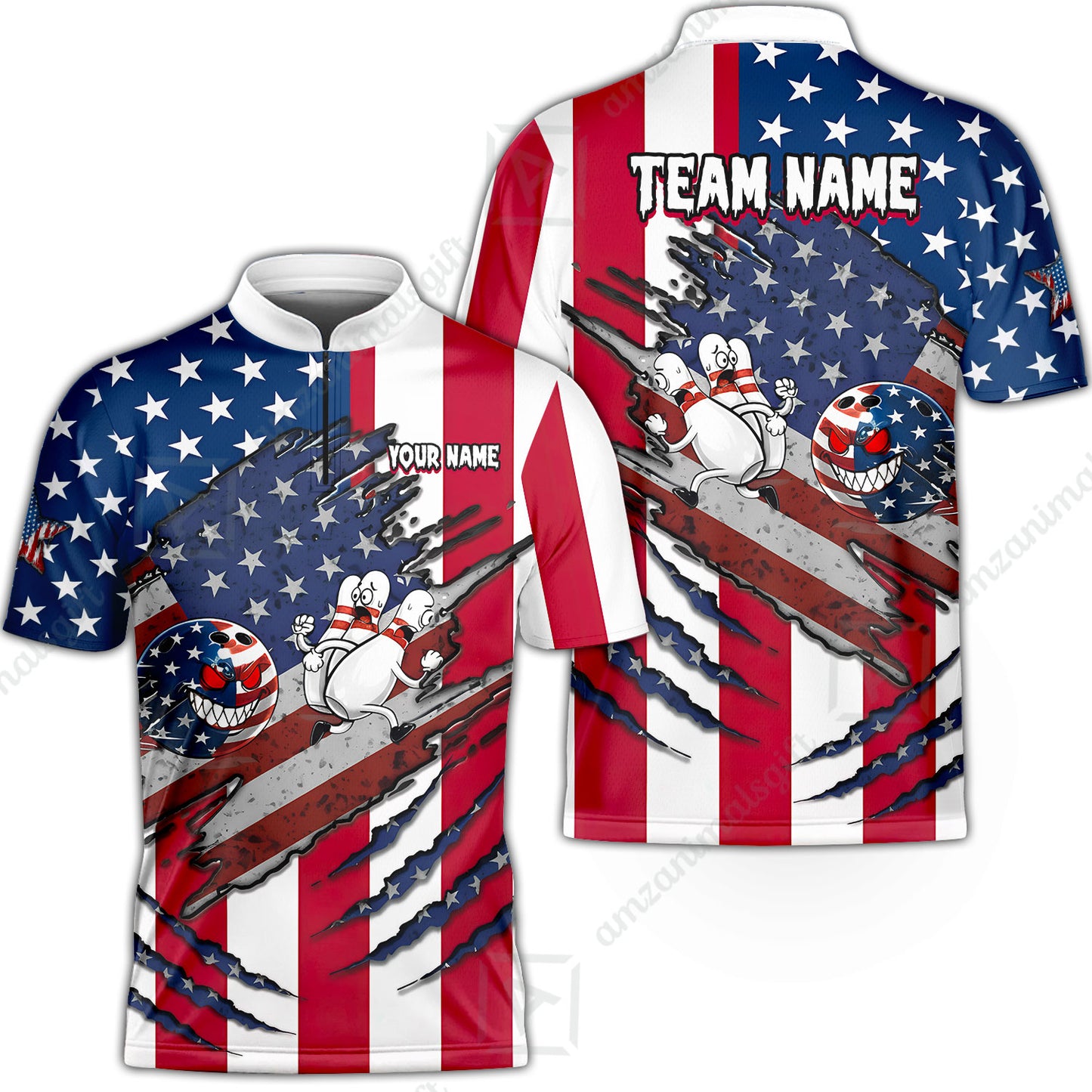 Custom Bowling Jersey Polo Shirt, Monster Strike Bowling Custom Bowling Jersey Team Shirt For Players With Name & Team Name