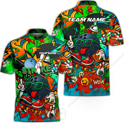 Customized Skater Bowler Bowling Jersey, Custom Name And Team Name For Bowlers