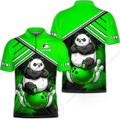 Custom Bowling Jersey Polo Shirt, Panda Mascot Bowling Custom Bowling Jersey Team Shirt For Players With Name & Team Name