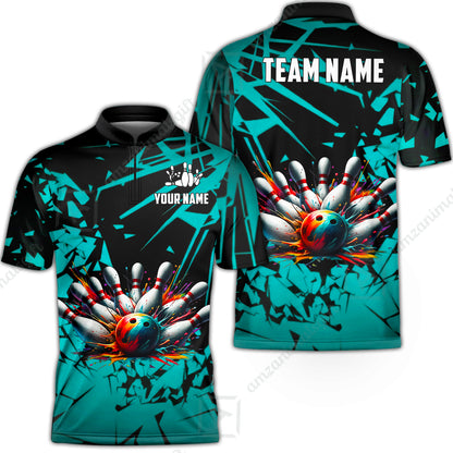 Custom Bowling Jersey Polo Shirt, Strike Explosion Bowling, Custom Bowling Jersey Team Shirt For Players With Name & Team Name